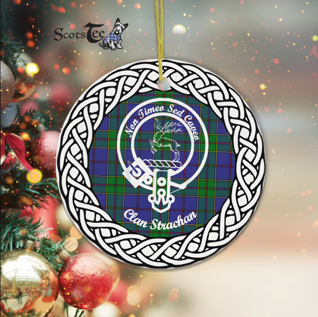 Strachan Clan Tartan Crest Badge Plaid Ornament Gift. Christmas Tree Ornament Tartan Ornament Great Christmas Ornaments Gift