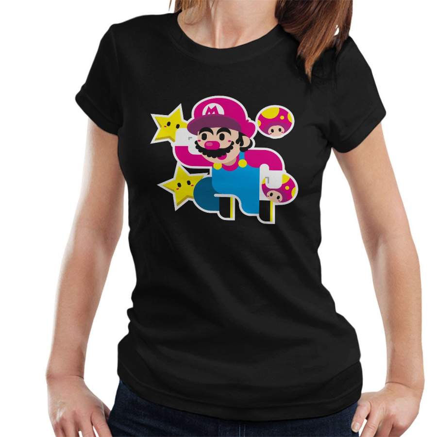 Super Mario Bros Star Mushrooms Women’s T-Shirt