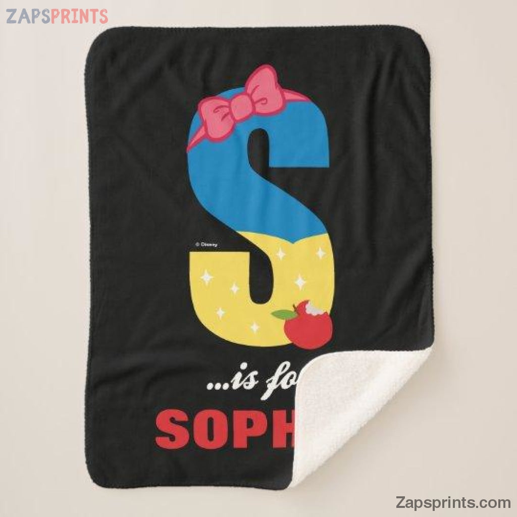 S Is For Snow White Custom Name Sherpa Blanket