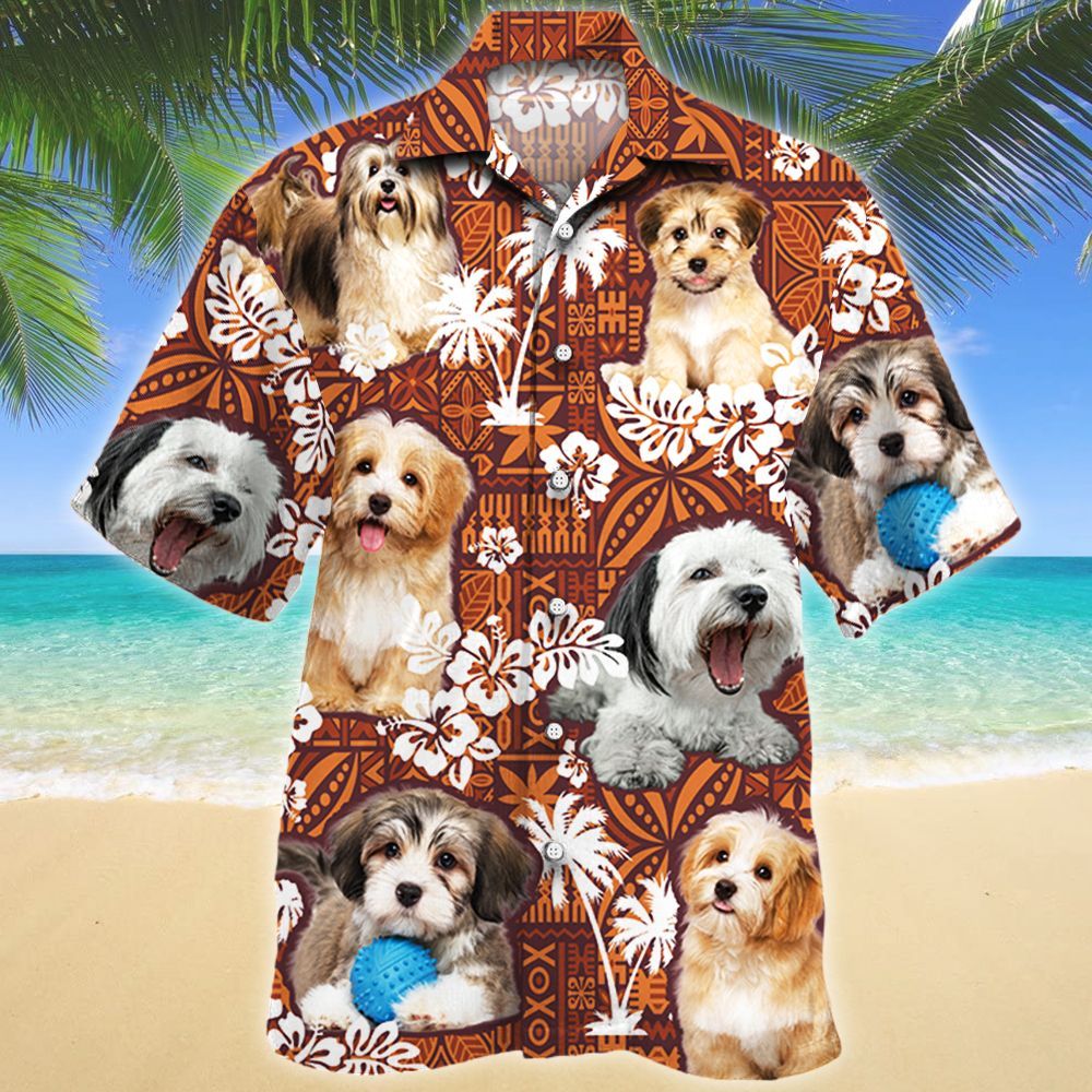 Havanese Dog Lovers Red Tribal Pattern Hawaii Shirt