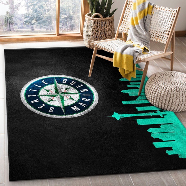 Seattle Mariners Skyline Area Rug Carpet, Living Room Rug, Home US Decor