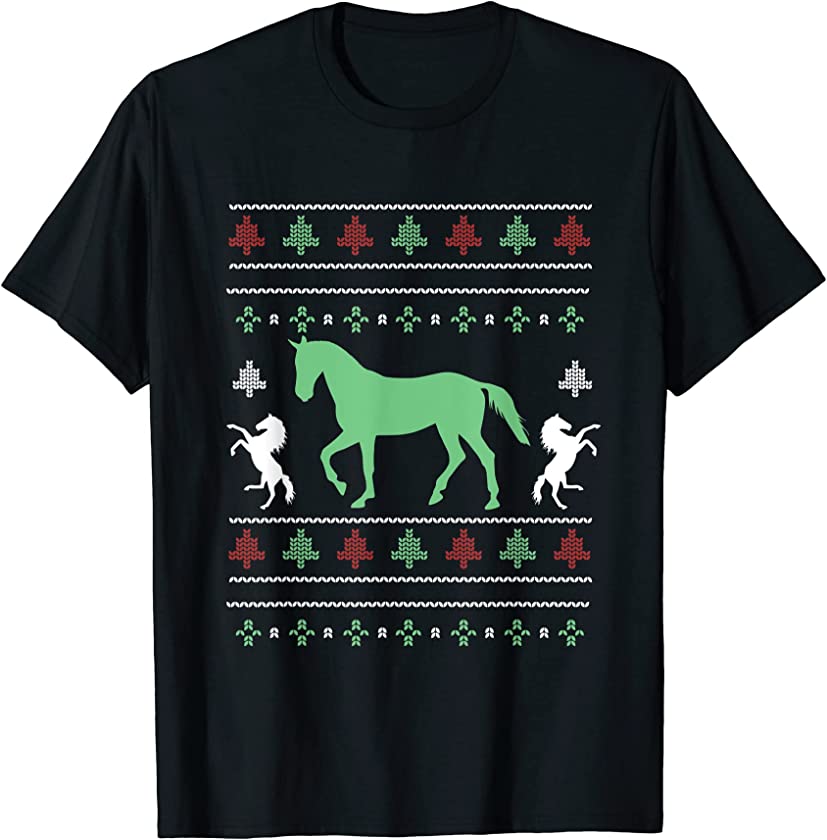 Ugly Christmas Horse Lover Santa Claus New Year Equestrian T-Shirt