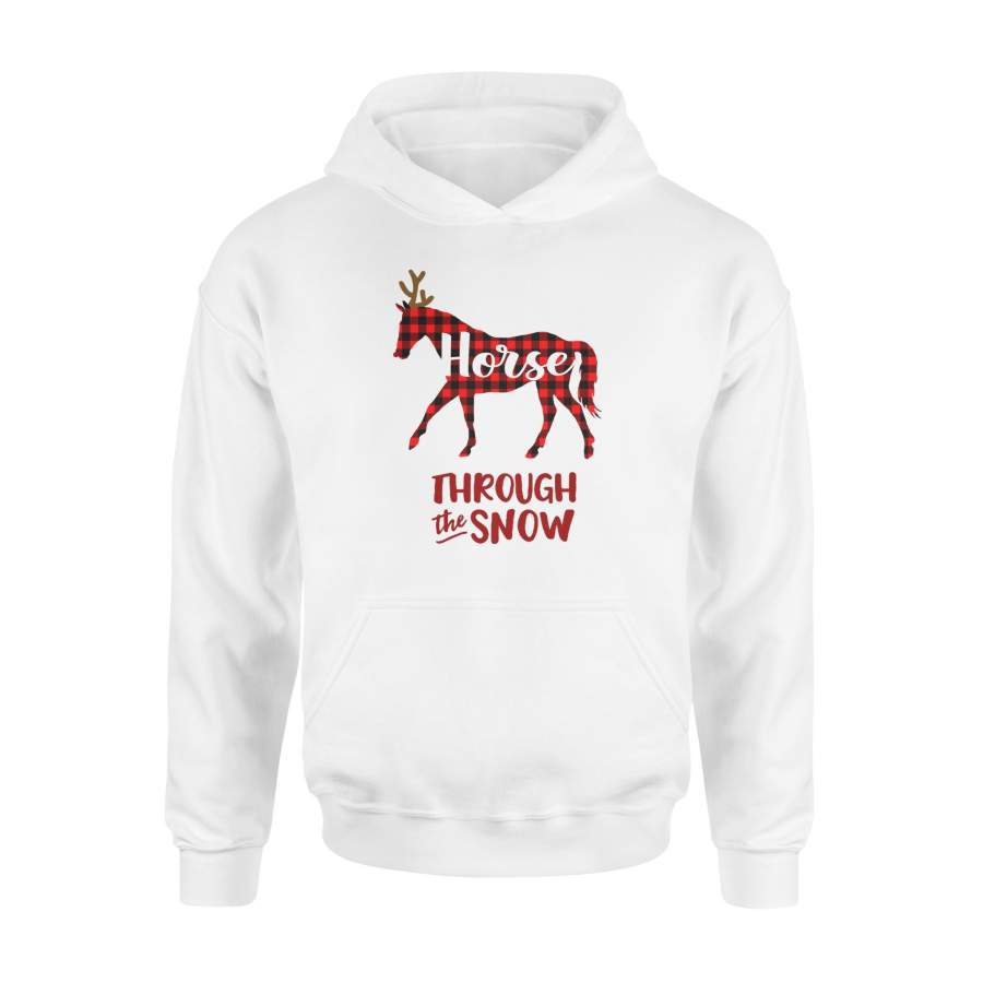 Through The Snow Christmas Horse Red Plaid Hoodie