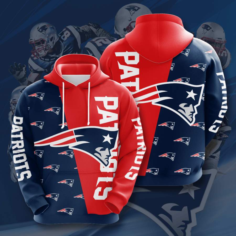 New England Patriots 3D Printed Hooded Pocket Pullover Hoodie