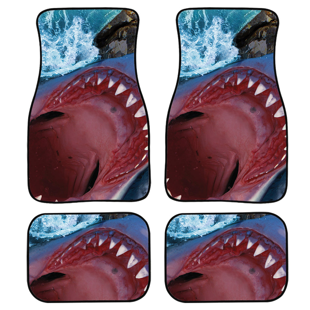 Angry Shark Print Front And Back Car Floor Mats