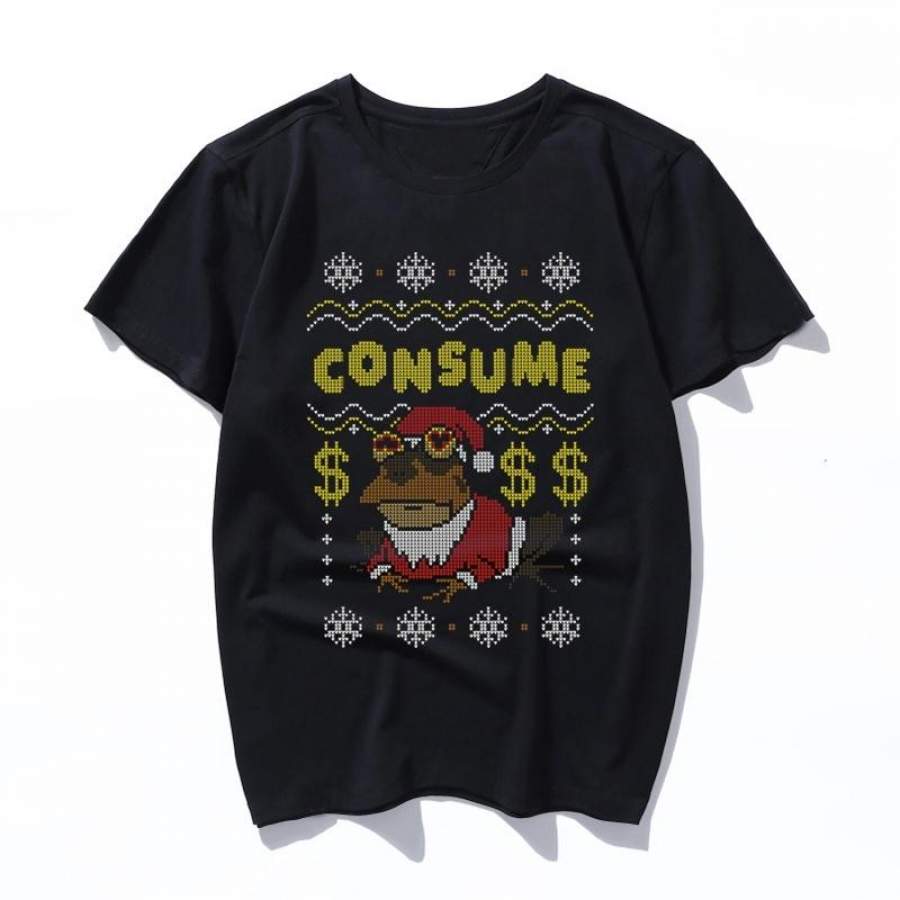 consume T-shirt Korean vintage black streetwear letter shirt printing series top clothes cotton stranger things female/male