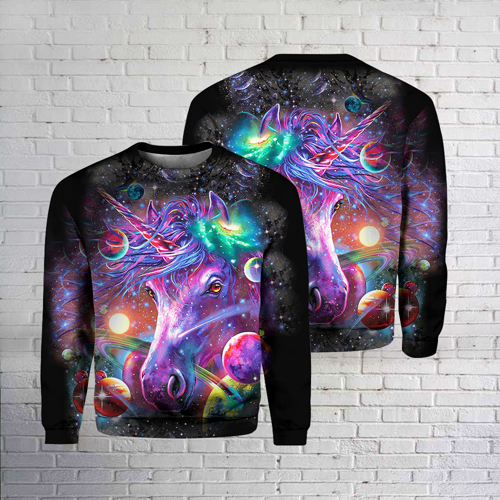 Unicorn Colorful Crewneck Sweatshirt All Over Print Sweatshirt For Women Sweatshirt For Men