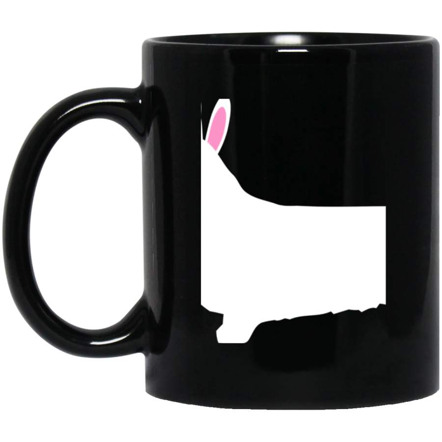 Pembroke Welsh Corgi Easter Bunny Dog Silhouette  11 oz 15 oz Mug Black