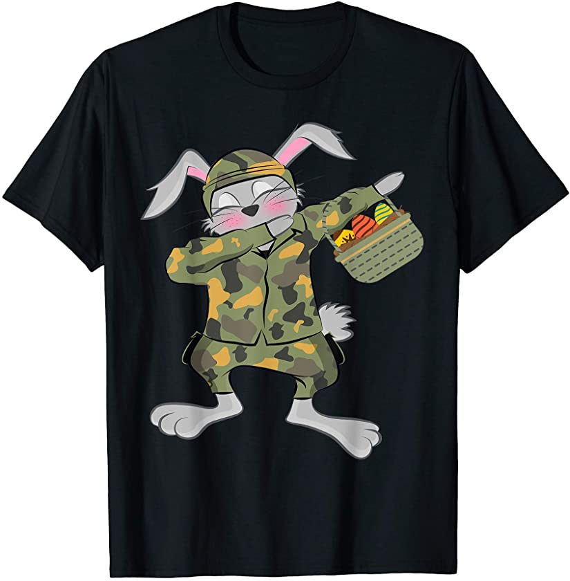 Dabbing Camouflage Bunny Easter Day Eggs Dab Boys Girls Kids T-Shirt