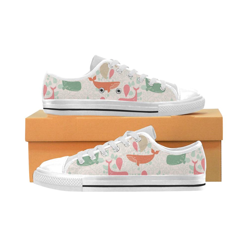 Cute whale pattern Men’s Low Top Shoes White