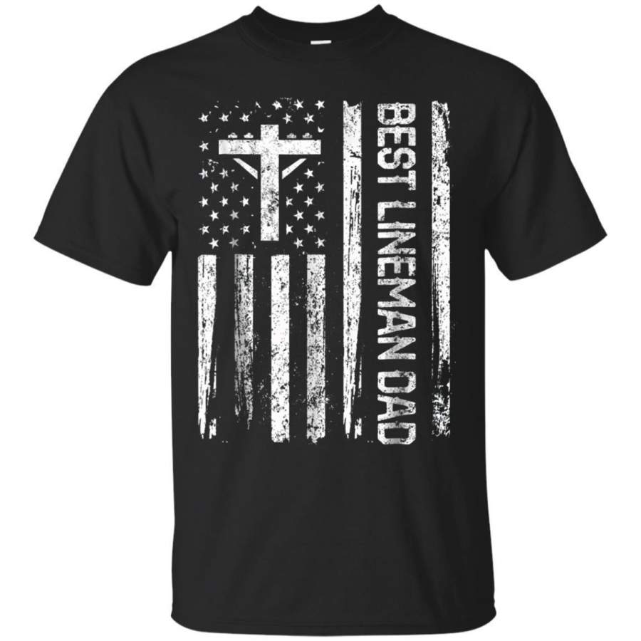 AGR Mens Patriot Best Lineman Dad Us Flag Tshirt Jaq T-shirt