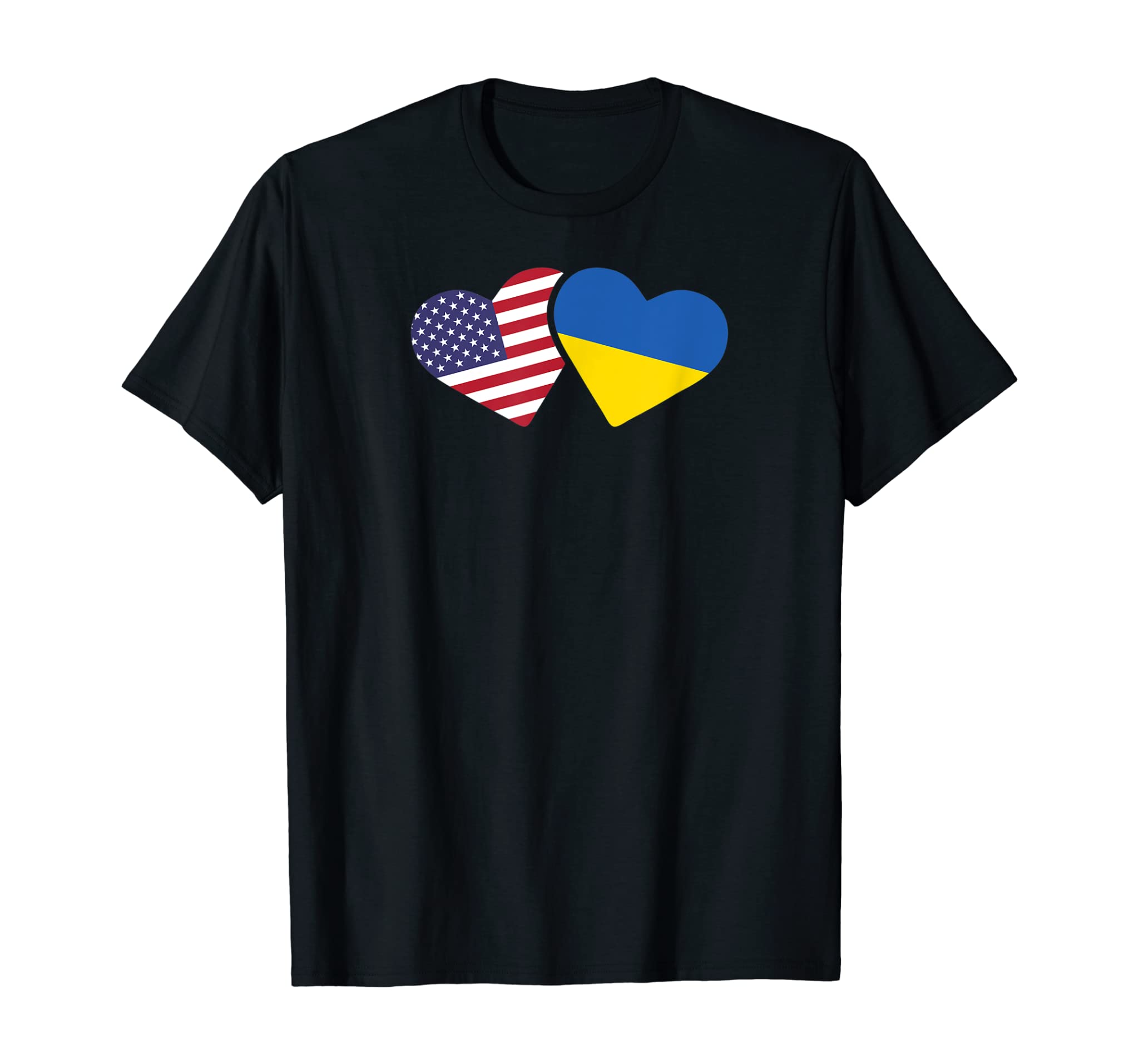 Ukraine USA Flag T Shirt Heart Ukrainian Americans