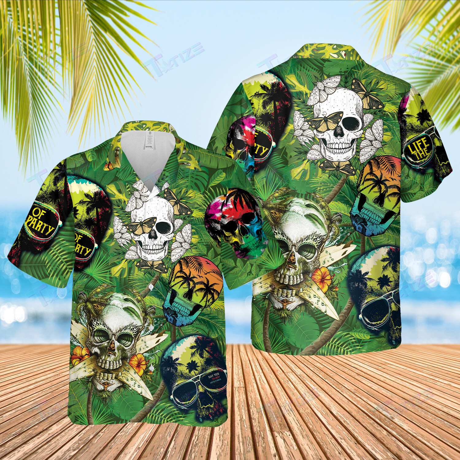 Where Skull Life Of The Party All Over Printed Hawaii Shirt Size S Ha22674