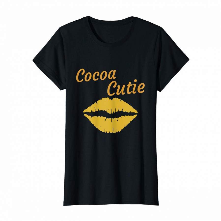 Womens Cocoa Cutie Sexy Gold Lips Cute Melanin T-Shirt