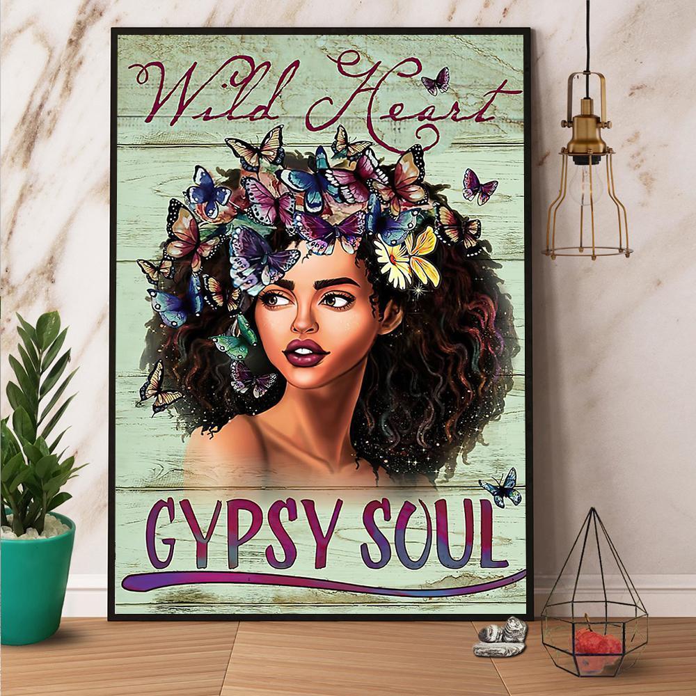 Beautiful Gypsy Soul Girl Wild Heart Butterfly Lovers Poster No Frame Poster Art Design 5381