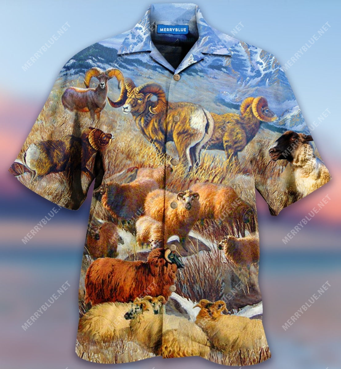 Bighorn Sheeps In Beautiful Plateau Unisex Hawaii Shirt Ha45129