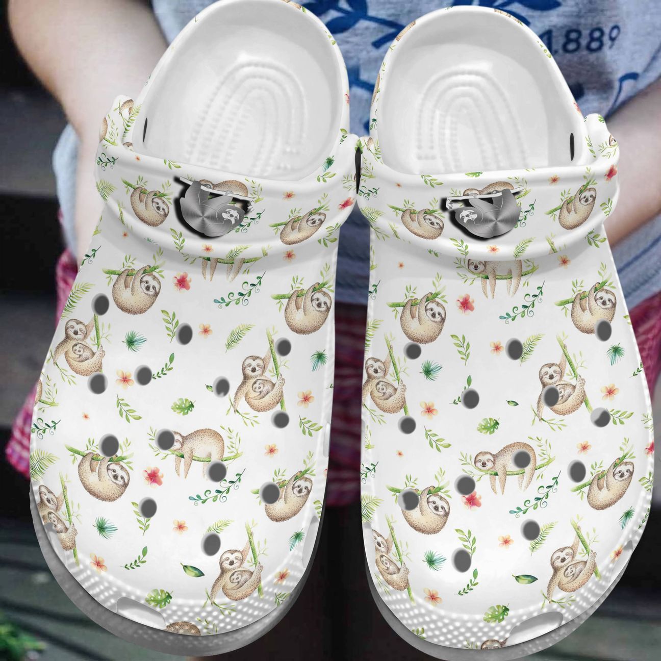 Sloth Personalize Clog, Custom Name, Text, Fashion Style For Women, Men, Kid, Print 3D Whitesole Sloth Pattern