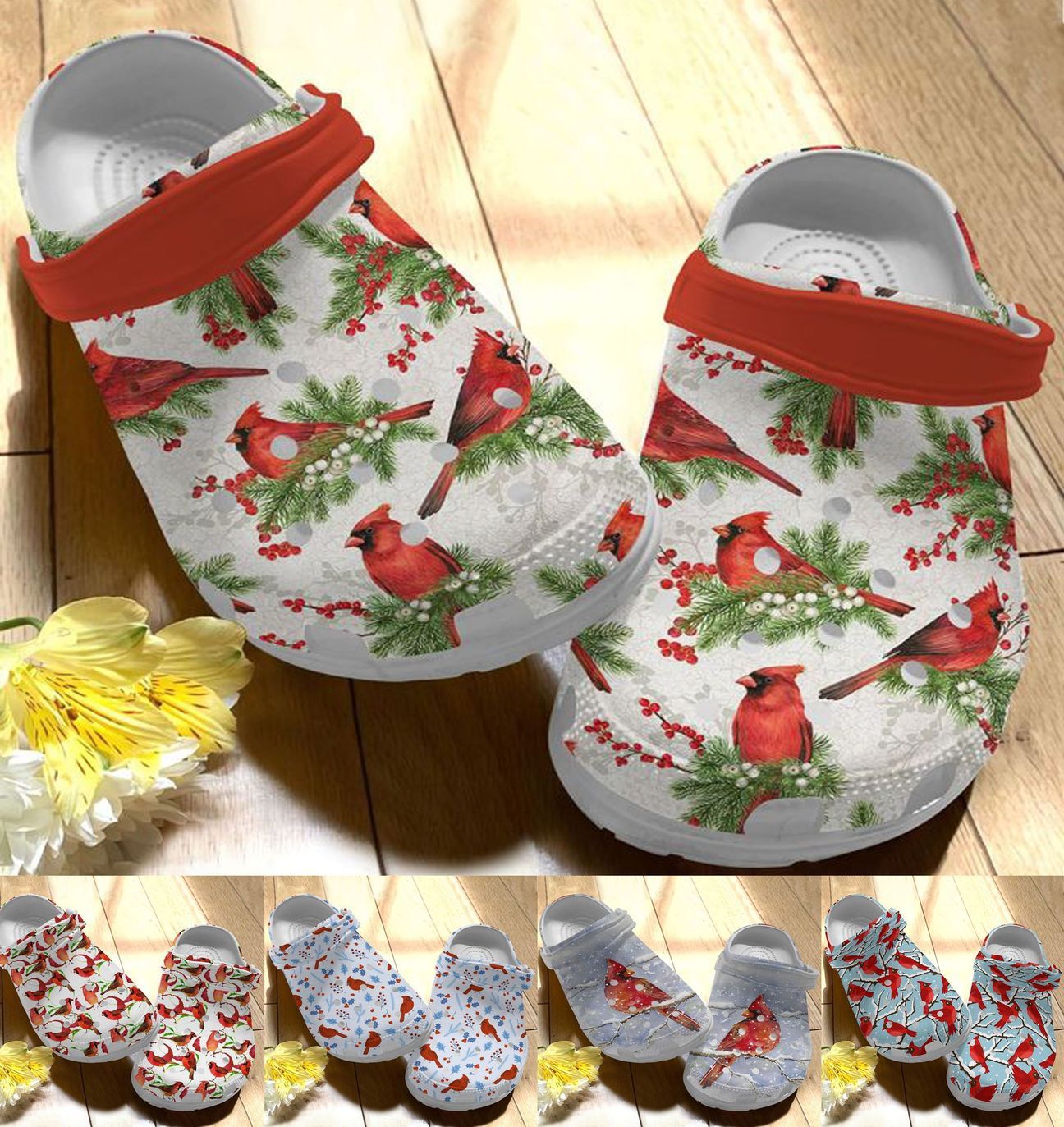 Cardinal Personalize Clog, Custom Name, Text, Fashion Style For Women, Men, Kid, Print 3D Whitesole Cardinal Collection