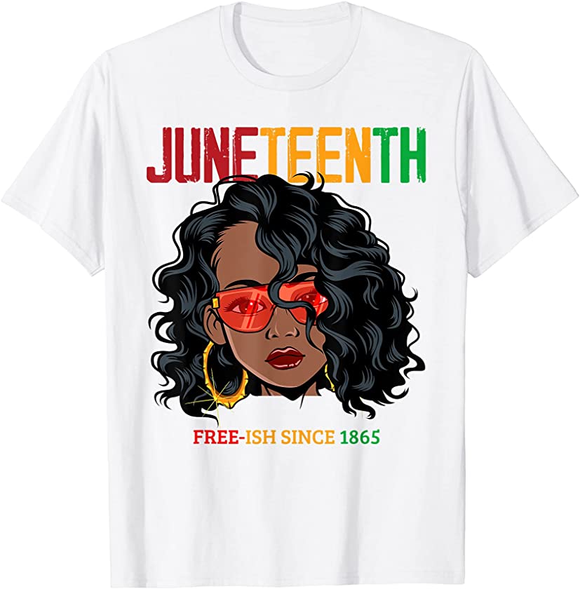 Juneteenth Free-Ish Since 1865 Afro Queen Black Queen T-Shirt