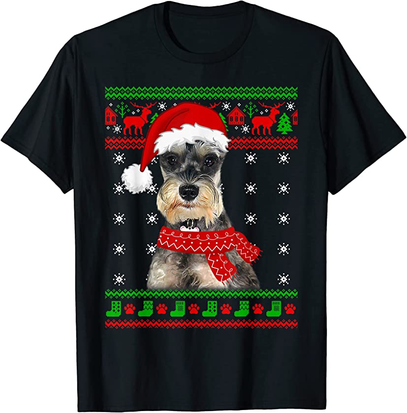 Schnauzer Dog Ugly Sweater Christmas Puppy Dog Lover T-Shirt