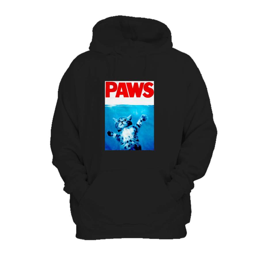 Paws Jaws Movie Kitten Kitty Funny Cute Cat Shark Gift For Him Hoodie