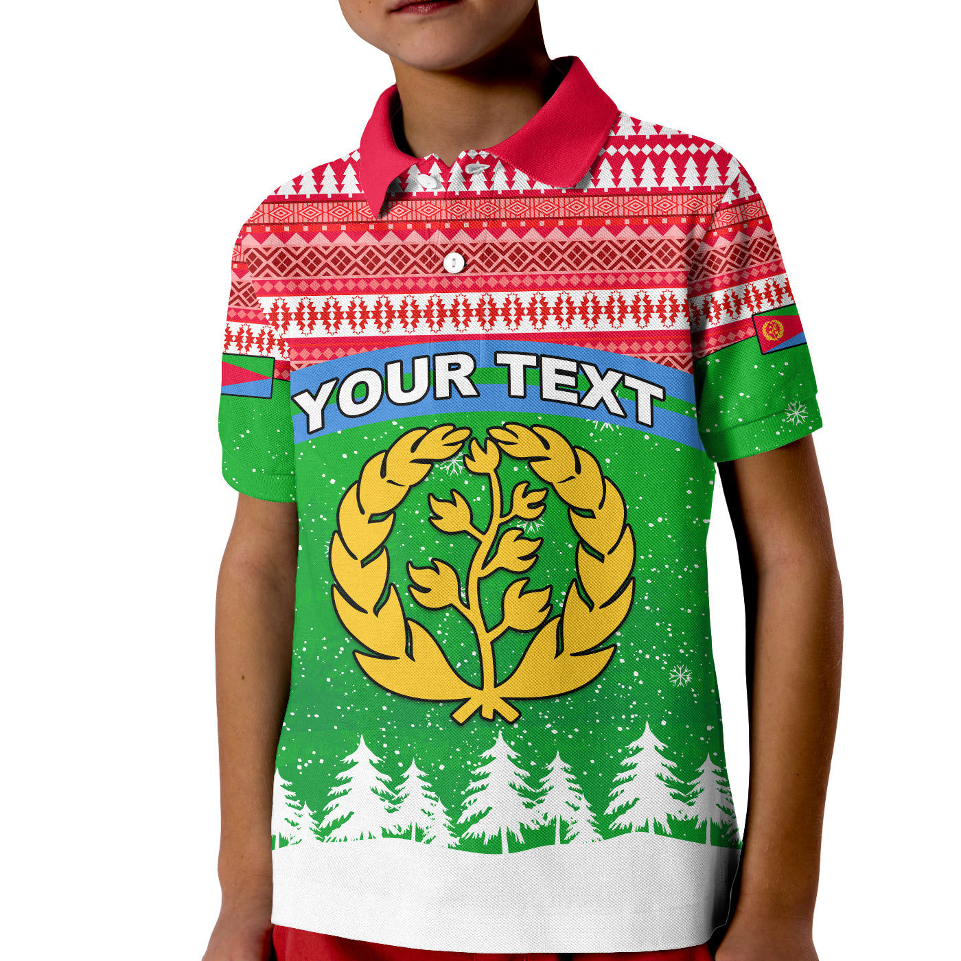 (Custom Personalised) Eritrea Polo Shirt Kid Merry Christmas Mix African Pattern Lt13