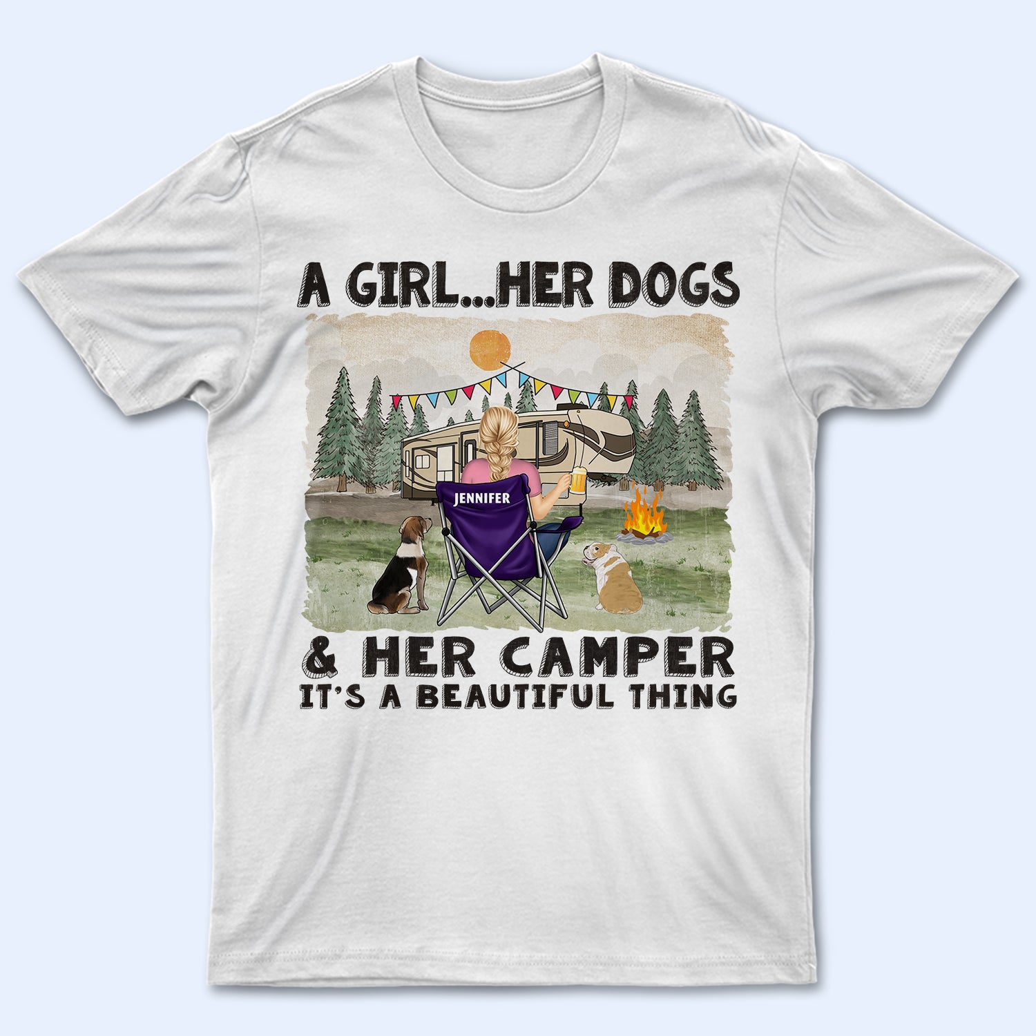 A Girl And Her Dogs Beautiful Thing – Gift For Camping Lovers – Personalized T Shirt