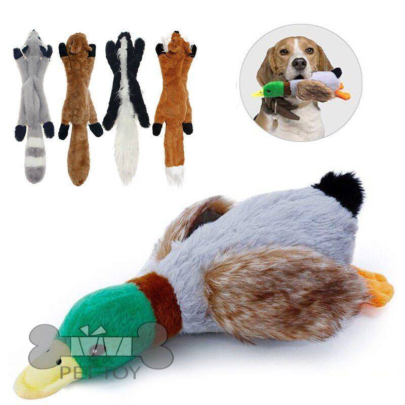 Plush Dog Chew Toys Pet Puppy Cleaning Teeth Toy Wolf Toys Stuffed Squeaky Animals Rabbit Honking Training Squirrel Pet Supplies