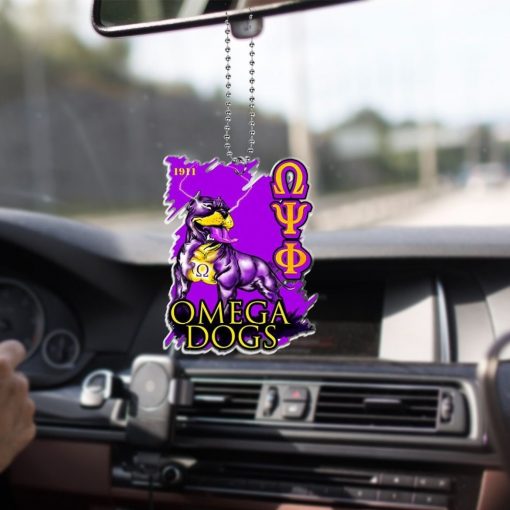 Omega Psi Phi 1911 Omega Dogs Purple And Gold Car Hanging Ornament