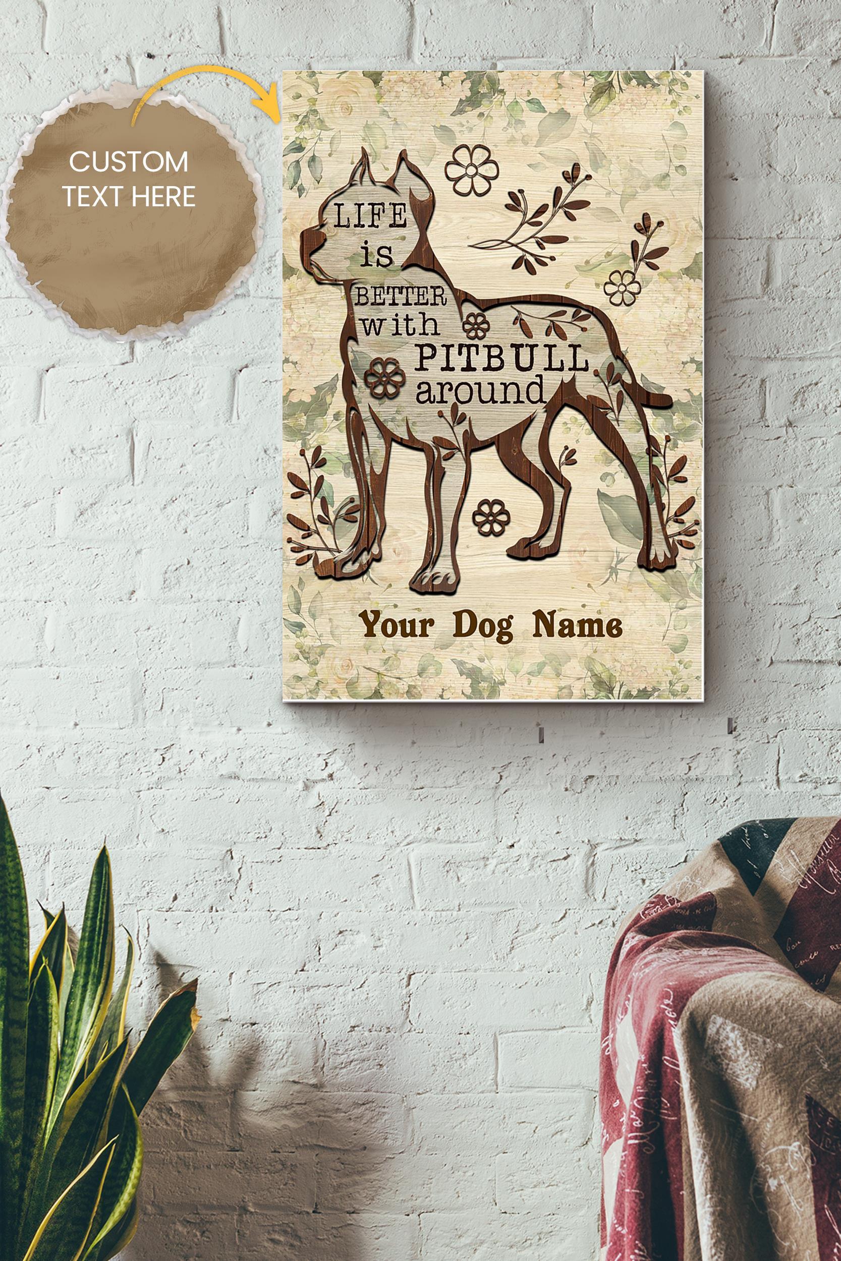 Pitbull Personalized Poster – Animal Wall Art – Gift For Dog Lover Dog Foster Puppy Fan Poster