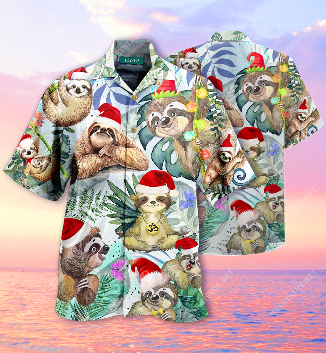 Cute Sloth With Christmas Unisex Hawaii Shirt Ha28346