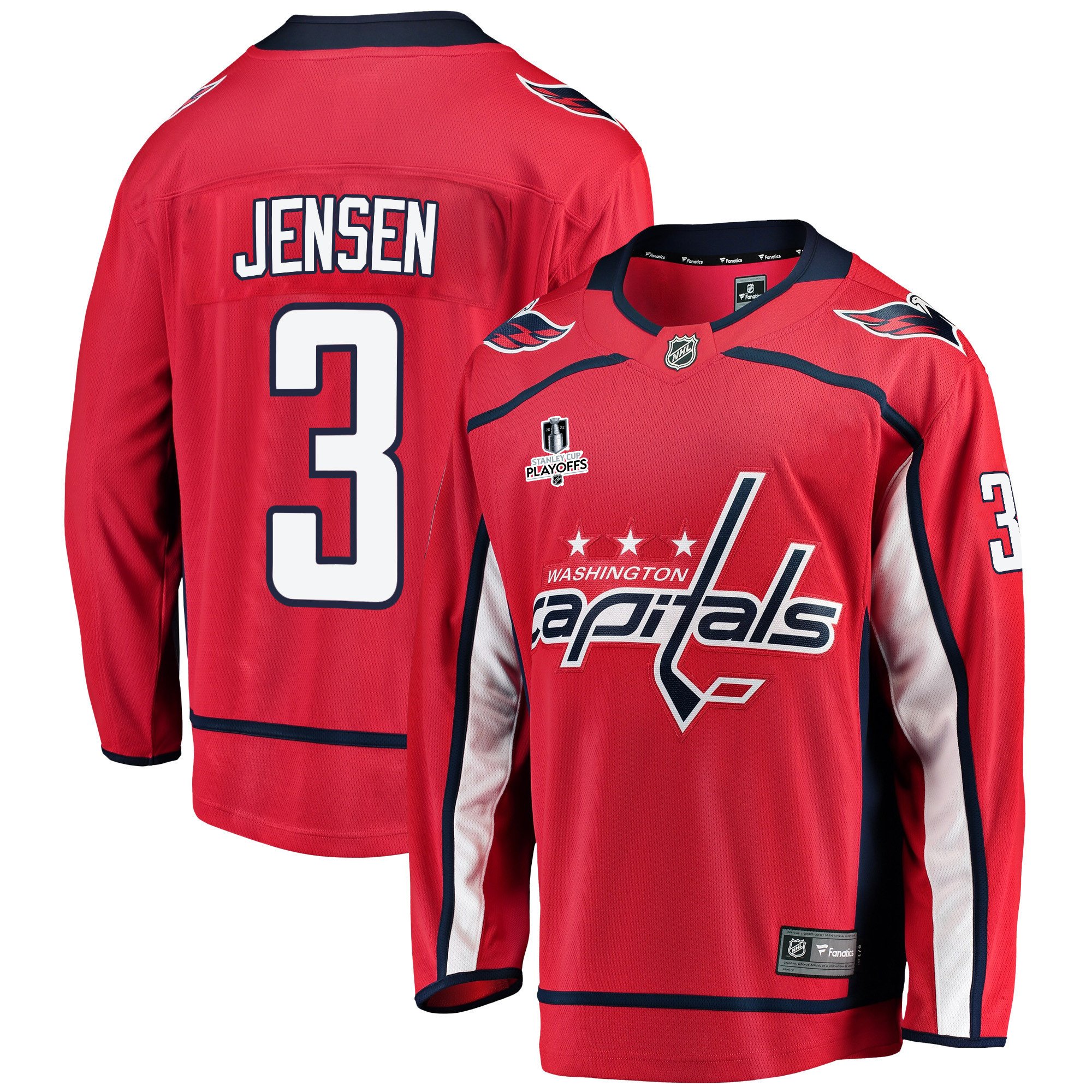 Washington Capitals Nick Jensen 3 Home 2022 Stanley Cup Playoffs Breakaway Men Jersey – Red