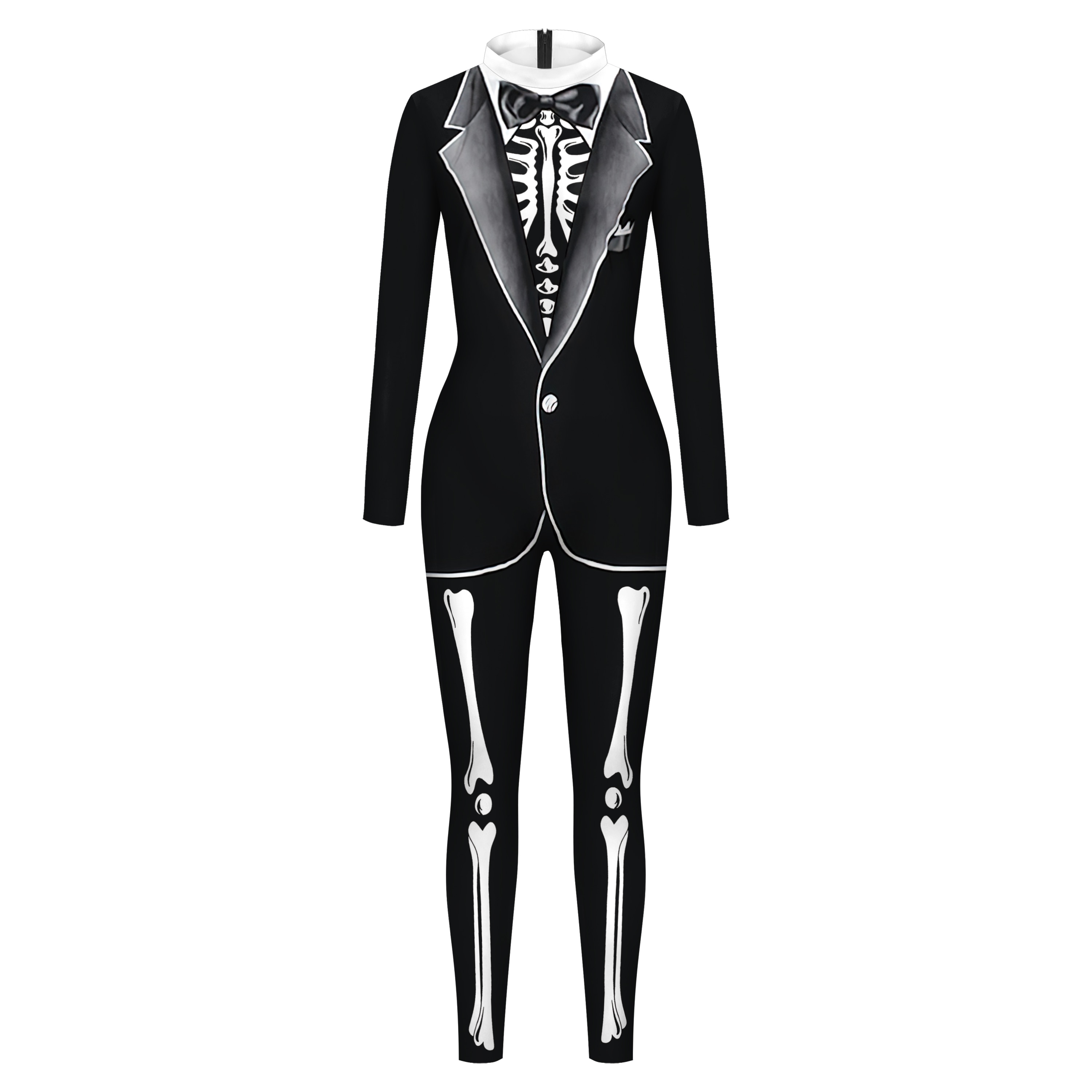 VIP FASHION Adult Skeleton Print Halloween Cosplay For Women Ghost Jumpsuit Party Carnival Performance Scary Costume Bodysuit alx