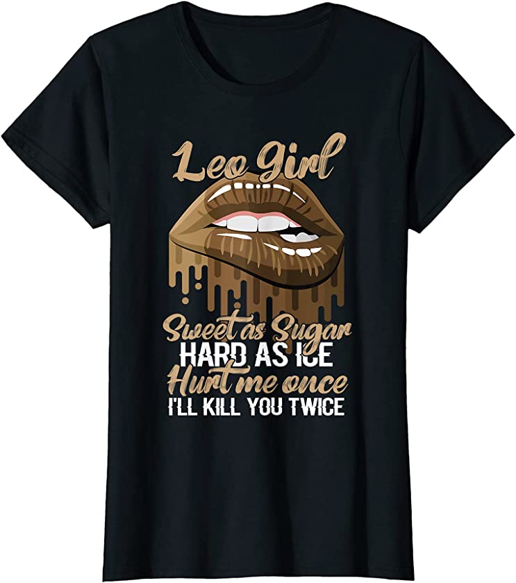 Womens Leo Black Girl Melanin Sexy Lip Zodiac Sign Birthday T-Shirt