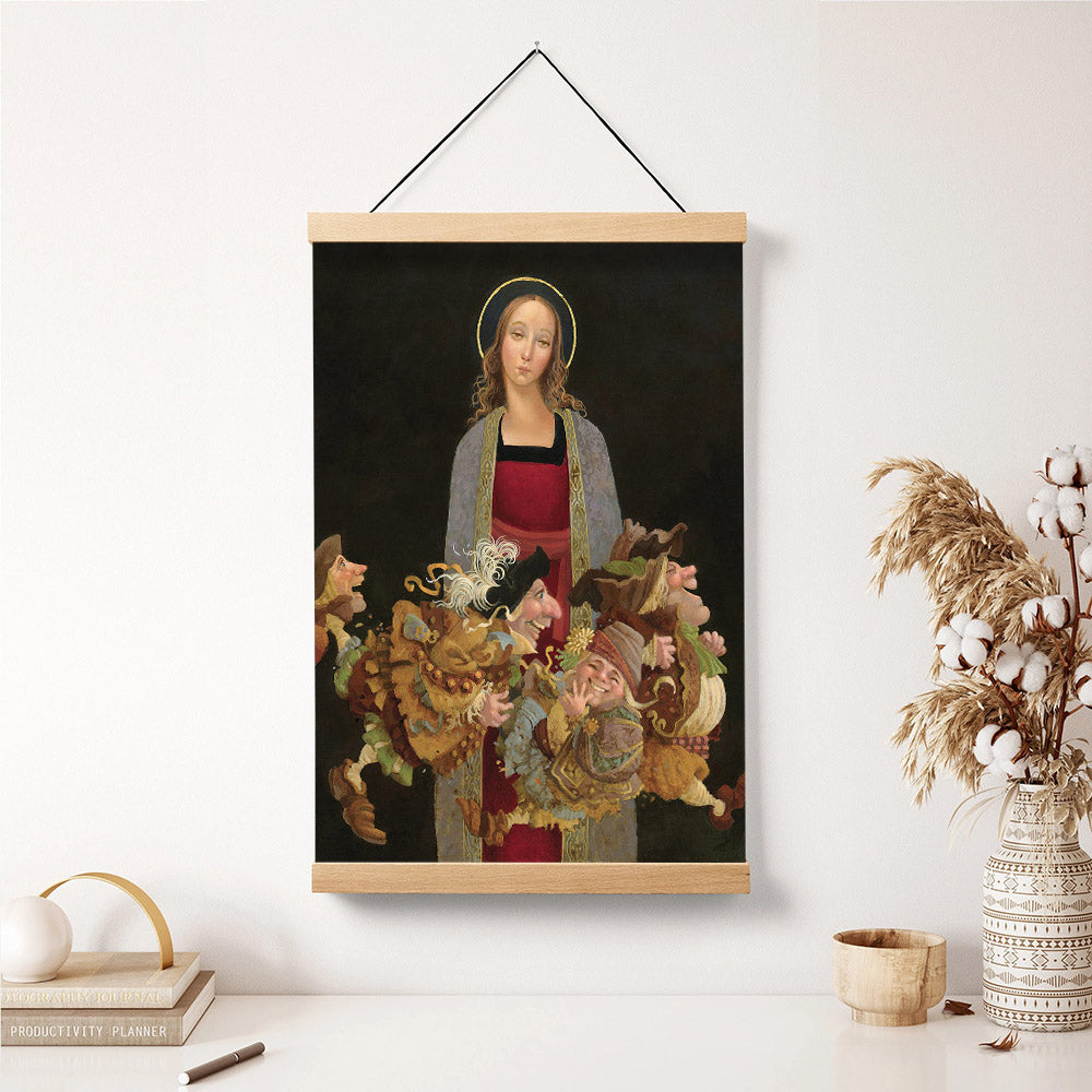 Madonna With Guys Hanging Canvas Wall Art – Christan Wall Decor – Religious Canvas