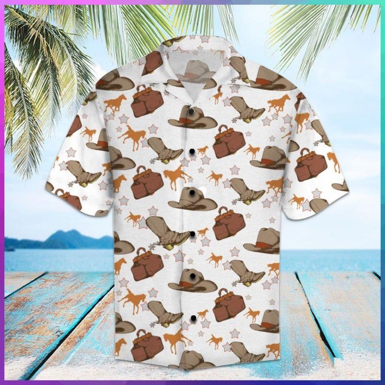 Cowboy Brown White Best Design Hawaii Shirt Ha23198