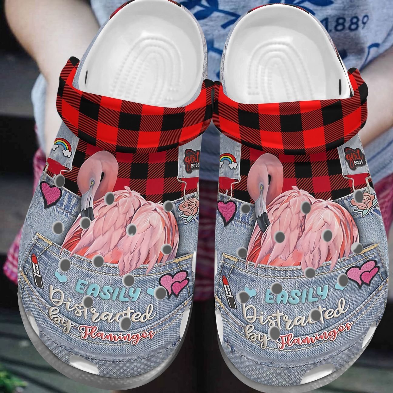 Flamingo Personalized Clog, Custom Name, Text, Color, Number Fashion Style For Women, Men, Kid, Print 3D Flamingo In Pocket