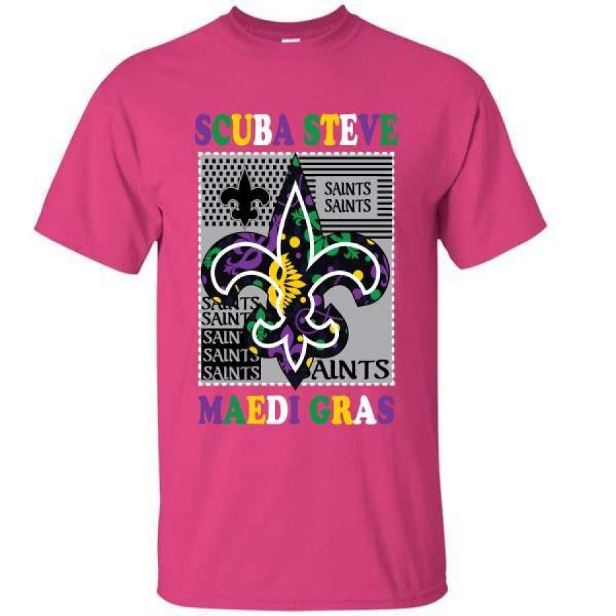 New Orleans Saints and Scuba Steve Mardi Gras shirt T-Shirt