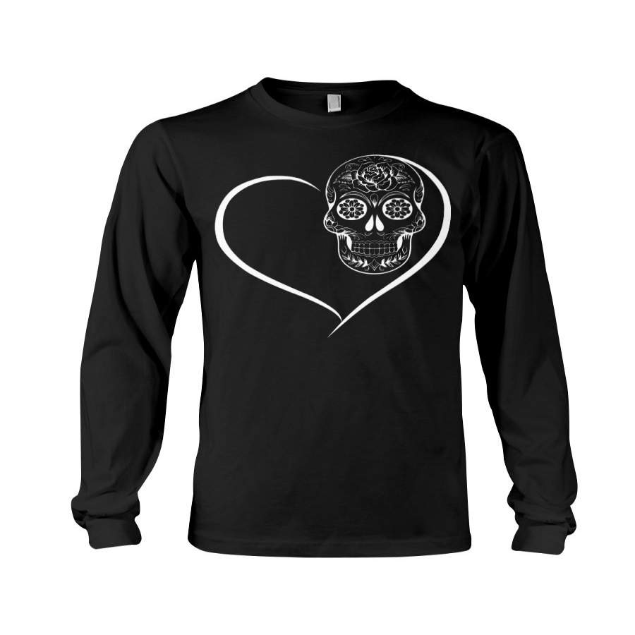 Heart Sugar Skull Couple Love Gift Unisex Long Sleeve