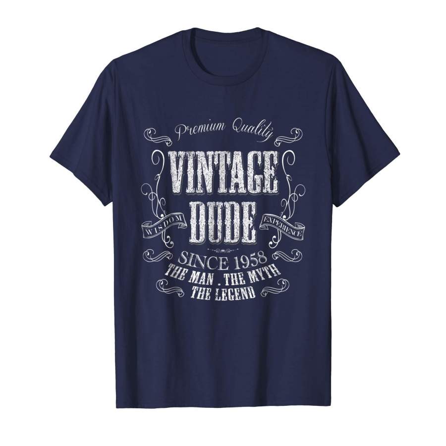 60th Birthday gift shirt Vintage dude 1958 60 year old shirt