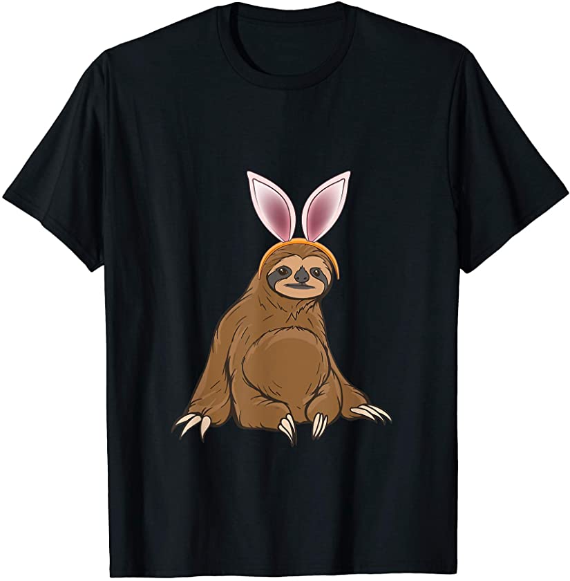 Cute Sloth wearing Bunny Ears Easter T-Shirt