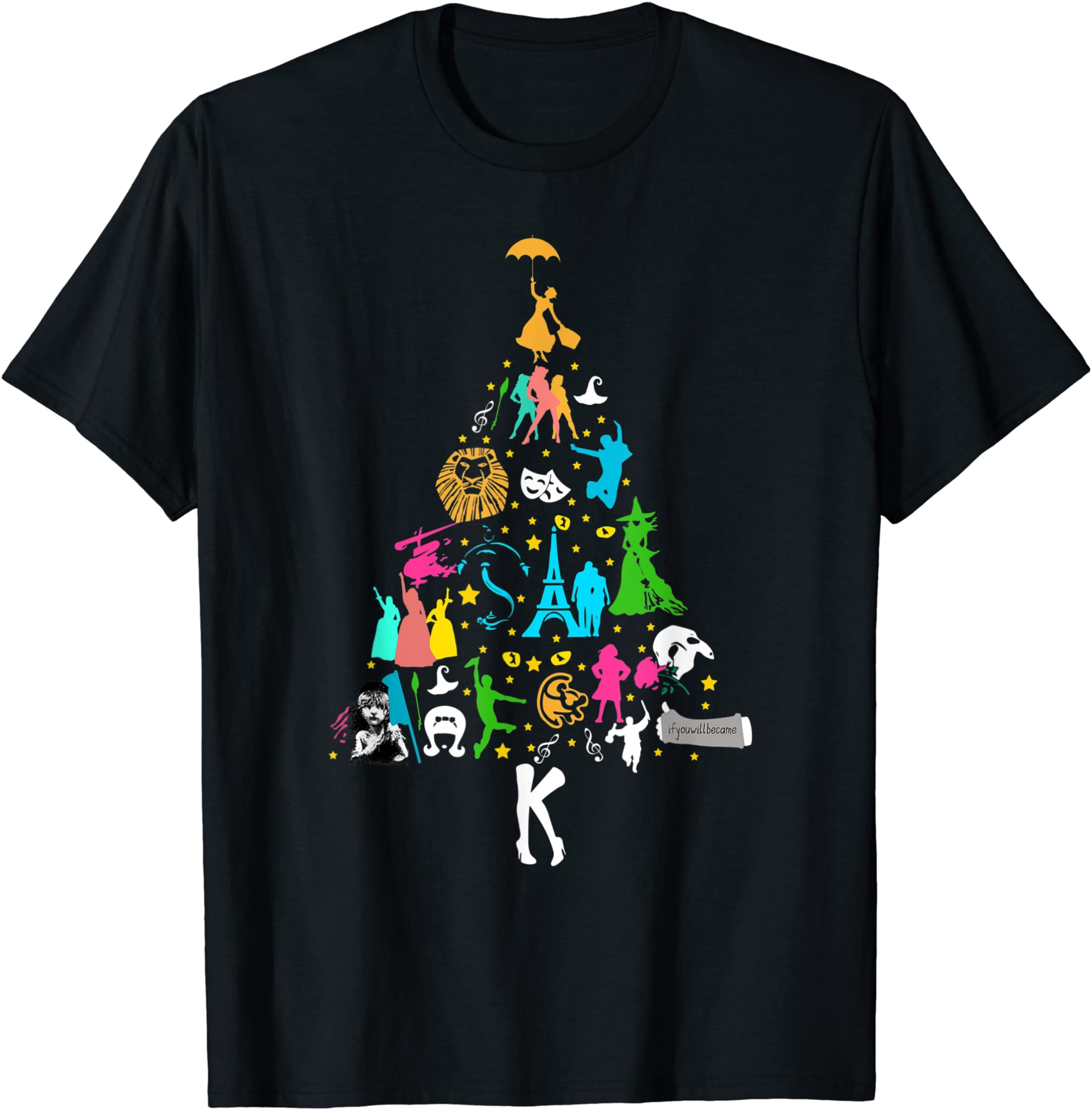 Broadway Musical Theatre Christmas Tree Funny Xmas T-Shirt