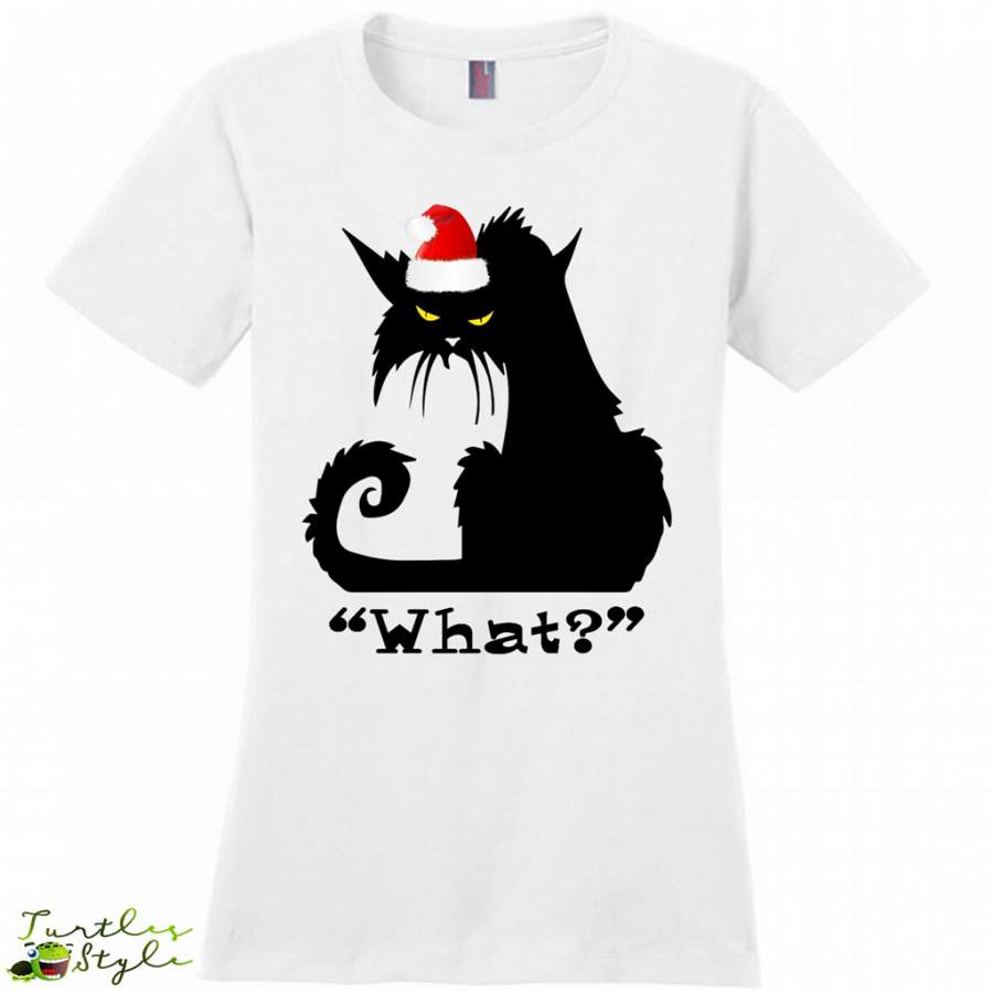 What_ Christmas Gift, Angry Cat, Black Cat, Kitten Lover – District Made Women Shirt