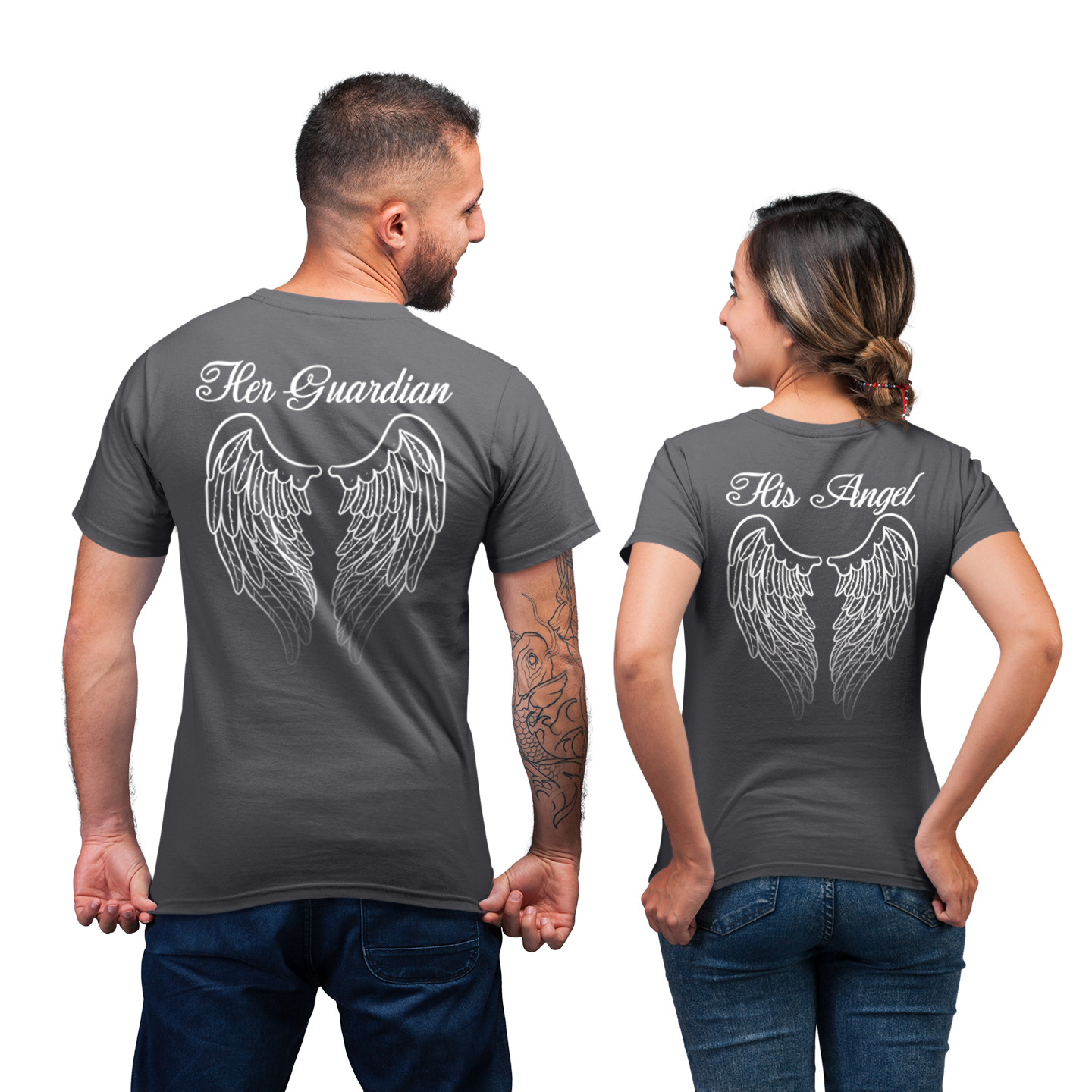 Guardian Angel Wings Couple Matching Gift T- Shirt – Sothwarm
