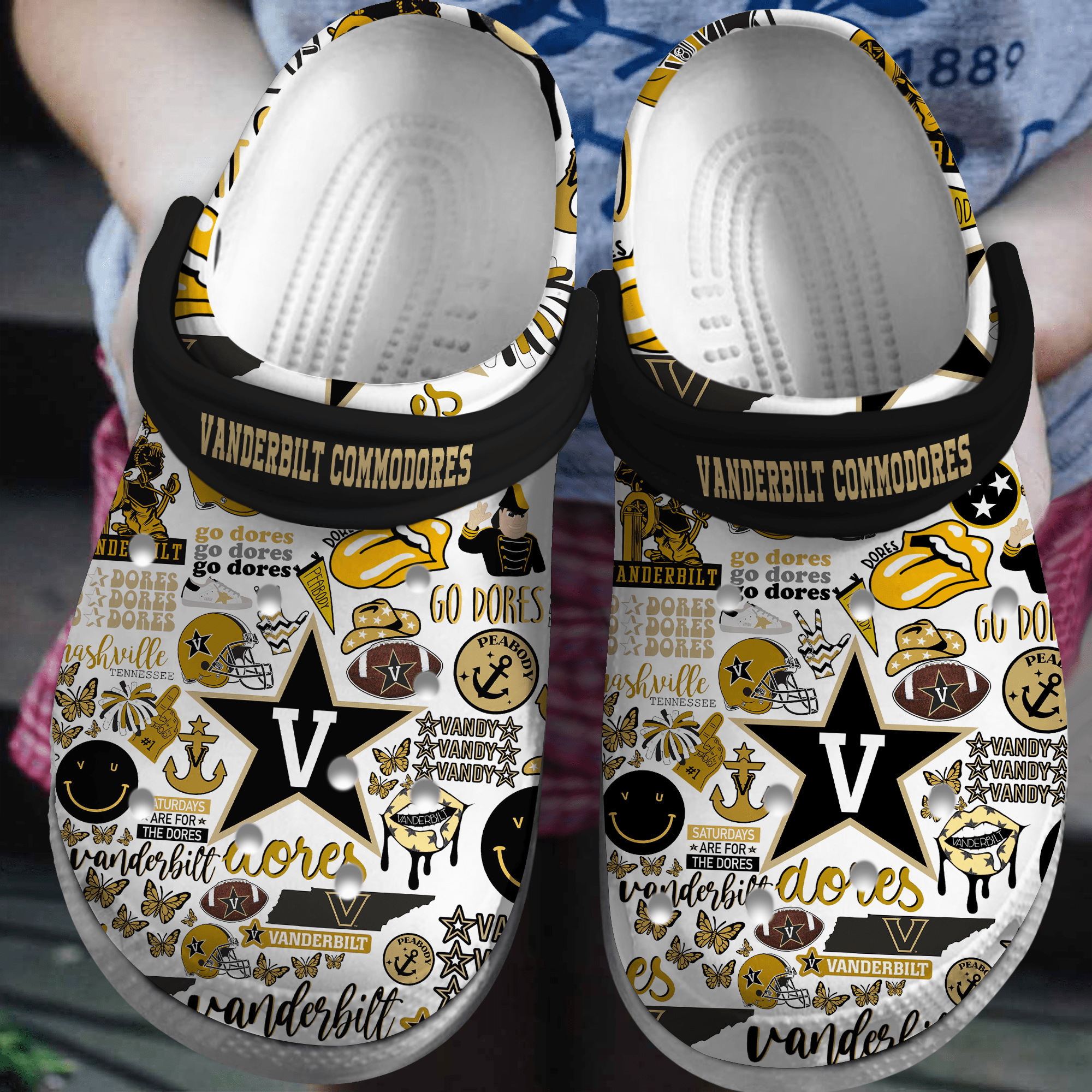 Vanderbilt Commodores NCAA Sport Crocss Crocband Clogs Shoes Comfortable For Men Women and Kids