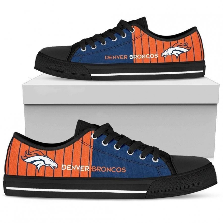 Cool Simple Design Vertical Stripes Denver Broncos Low Top Shoes #118