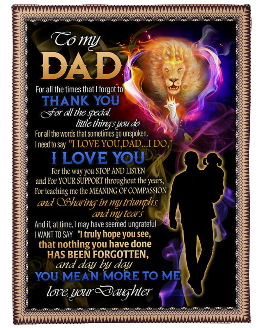 To My Dad For Teaching Me The Meaning Of Compassion Fleece Blanket Gift For Family, Birthday, Father, For Him Gift Home Decor Bedding Couch Sofa Soft And Comfy