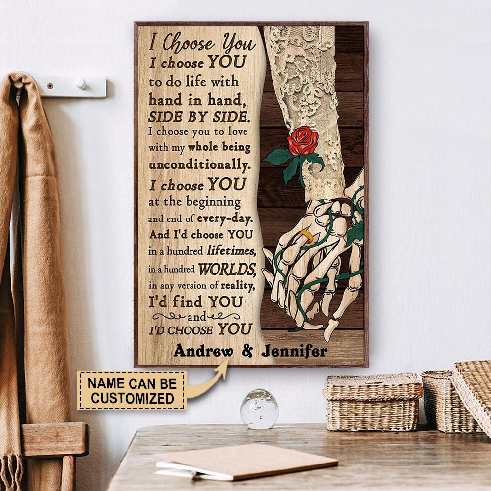 Personalized Canvas, Custom Canvas Prints Skeleton Couple Wedding I Choose You Poster Print, Canvas Poster Wall Art, Canvas Print Wall Decor