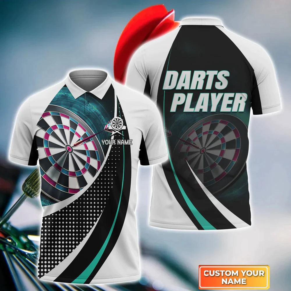 Dartboard Personalized Name 3D Polo Shirt For Darts Player, Dart Men’S Polo Shirt, Dart Team Shirts