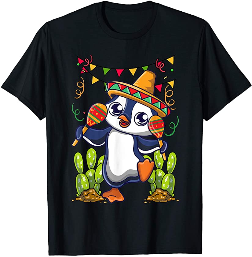 Kawaii Sombrero Penguin Funny Cinco De Mayo T-Shirt